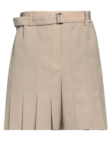 Sacai Woman Shorts & Bermuda Shorts Khaki Size 3 Polyester, Wool In Beige