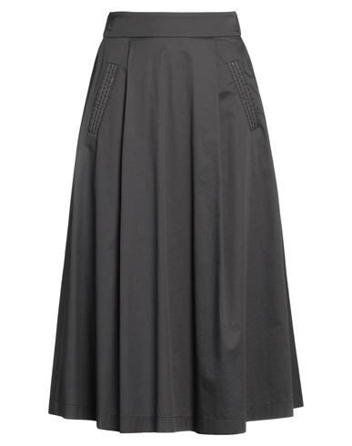Peserico Woman Midi Skirt Lead Size 6 Cotton, Elastane In Grey