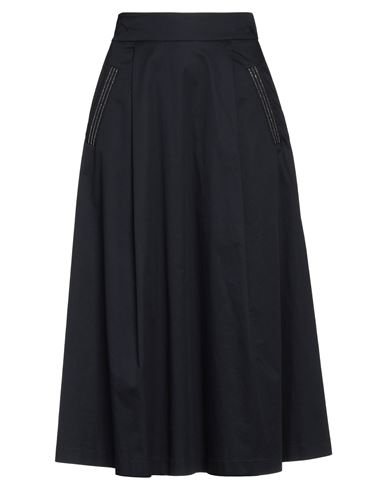 Peserico Woman Midi Skirt Midnight Blue Size 8 Cotton, Elastane