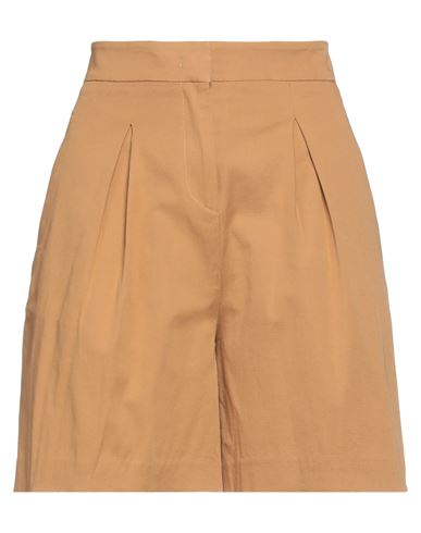 Hinnominate Woman Shorts & Bermuda Shorts Camel Size L Cotton, Elastane In Beige