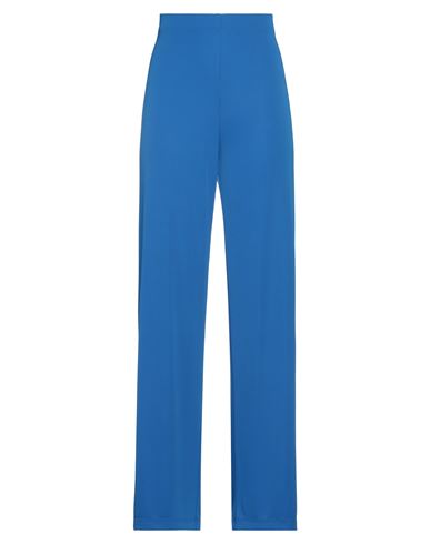 Hanita Woman Pants Bright Blue Size L Polyester, Elastane