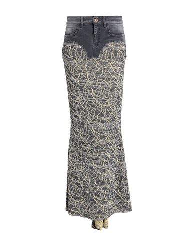 Shop Vitelli Woman Maxi Skirt Grey Size 2 Cotton, Nylon, Linen, Polyamide