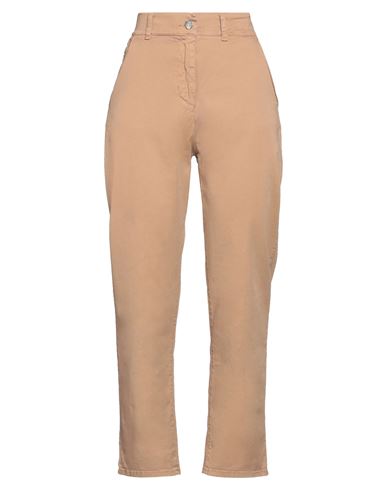 Vicolo Woman Pants Camel Size L Cotton, Elastane In Beige