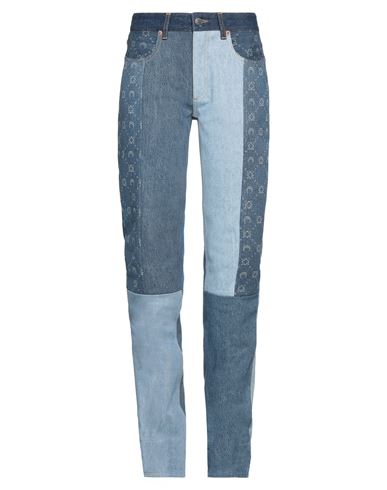 Marine Serre Moonogram Straight-leg Denim Jeans In Blue