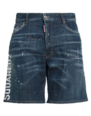 Dsquared2 Man Denim Shorts Blue Size 36 Cotton, Elastane, Calfskin