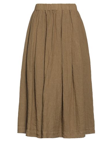 Isabella Clementini Woman Midi Skirt Military Green Size 6 Linen
