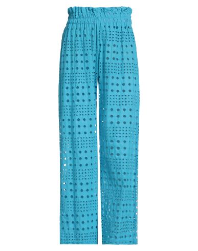 Mariuccia Woman Pants Azure Size L Cotton In Blue