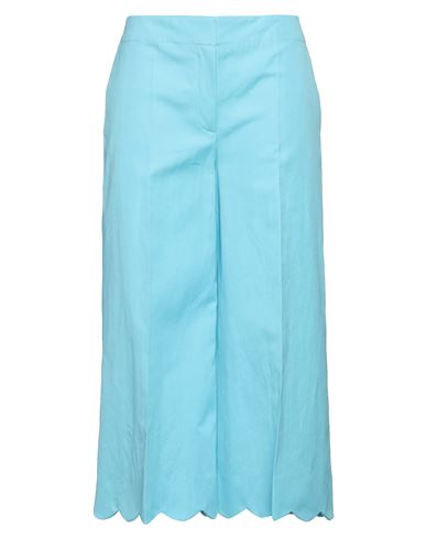 Shop Moschino Woman Pants Turquoise Size 8 Cotton, Linen In Blue