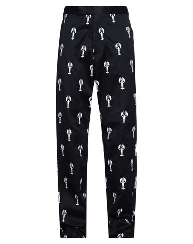 Shop Thom Browne Man Pants Midnight Blue Size 3 Polyester In Black