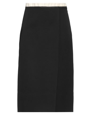 Maison Margiela Woman Midi Skirt Black Size 8 Virgin Wool, Cotton