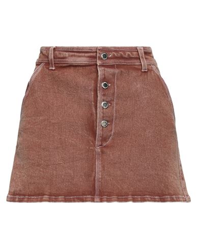 Shop Des Phemmes Des_phemmes Woman Denim Skirt Brown Size 2 Cotton, Elastane