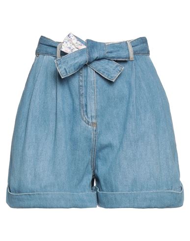 Shop Ermanno Firenze Woman Denim Shorts Blue Size 8 Cotton