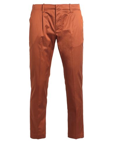 Paolo Pecora Man Pants Rust Size 38 Viscose, Cotton, Elastane In Brown