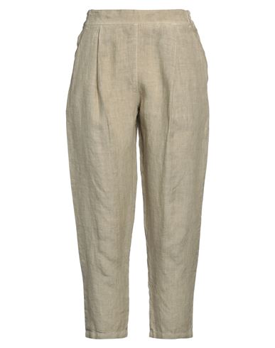120% LINO 120% LINO WOMAN PANTS SAGE GREEN SIZE 10 LINEN 