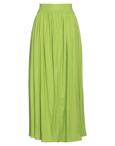 Rae Woman Maxi Skirt Light Green Size 8 Linen, Viscose