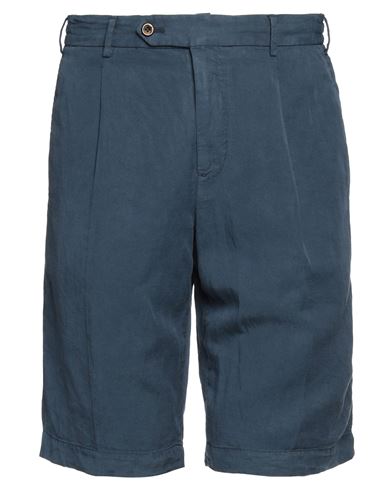 Pt Torino Man Shorts & Bermuda Shorts Navy Blue Size 34 Lyocell, Linen, Cotton