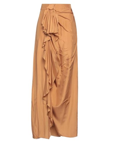 Alberta Ferretti Woman Maxi Skirt Camel Size 10 Silk In Beige