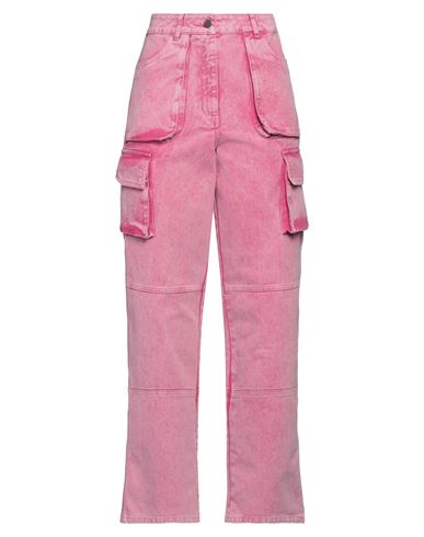 Agr Woman Denim Pants Pink Size S Cotton
