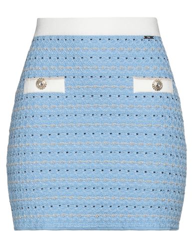 Liu •jo Woman Mini Skirt Light Blue Size L Cotton, Viscose, Polyamide, Polyester, Elastane