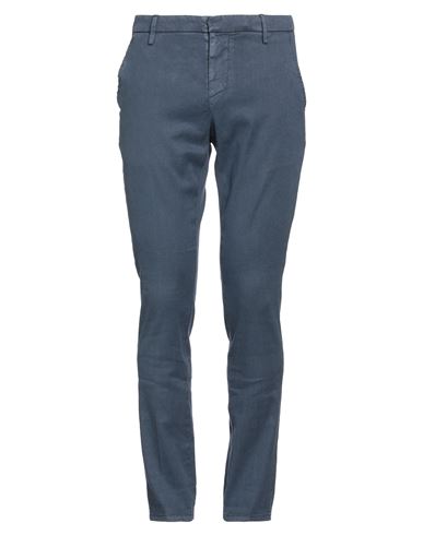 Dondup Man Pants Slate Blue Size 33 Linen, Lyocell, Elastane In Blue