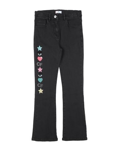 Shop Chiara Ferragni Toddler Girl Jeans Black Size 7 Cotton, Elastane