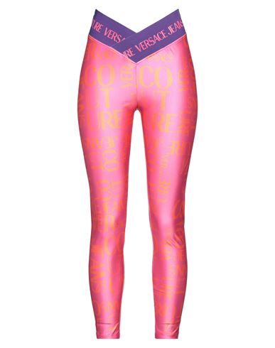 Versace Jeans Couture Woman Leggings Fuchsia Size 4 Polyester, Elastane In Pink