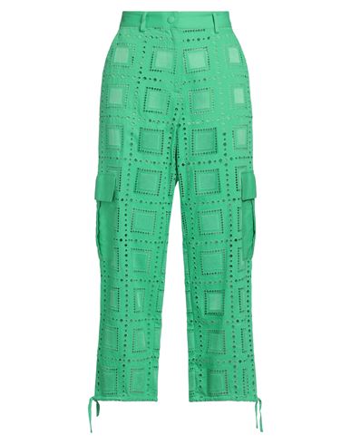 Shop Msgm Woman Pants Green Size 6 Cotton, Polyester