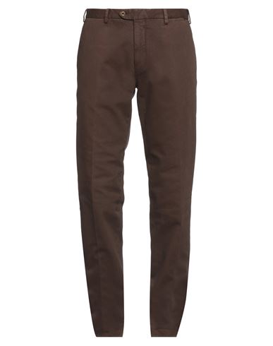 Santaniello Man Pants Dark Brown Size 34 Cotton, Elastane