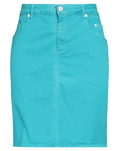 Siviglia Woman Mini Skirt Turquoise Size 34 Cotton, Elastane In Blue