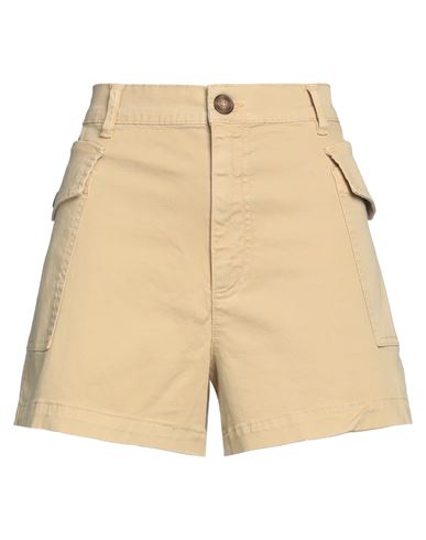Shop Frame Woman Shorts & Bermuda Shorts Sand Size 28 Cotton, Elastane In Beige