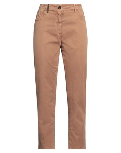 Peserico Woman Pants Light Brown Size 8 Cotton, Elastane In Beige