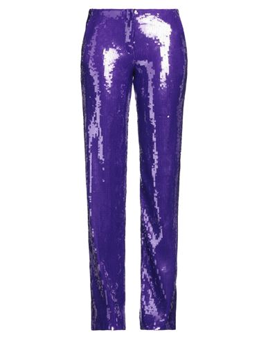 Laquan Smith Woman Pants Purple Size L Nylon, Elastane