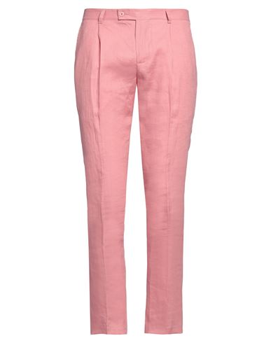 Shop Grey Daniele Alessandrini Man Pants Pastel Pink Size 32 Linen