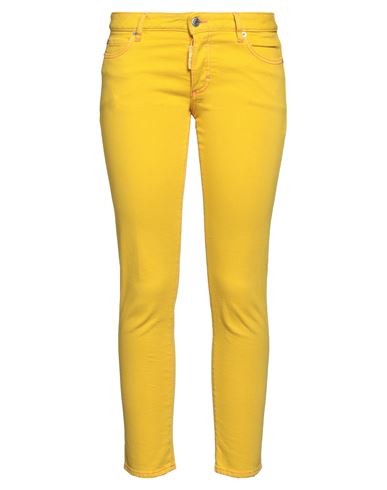 Dsquared2 Woman Denim Pants Yellow Size 2 Cotton, Elastane