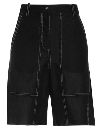 Shop Masnada Woman Shorts & Bermuda Shorts Black Size 4 Cotton, Linen, Polyamide