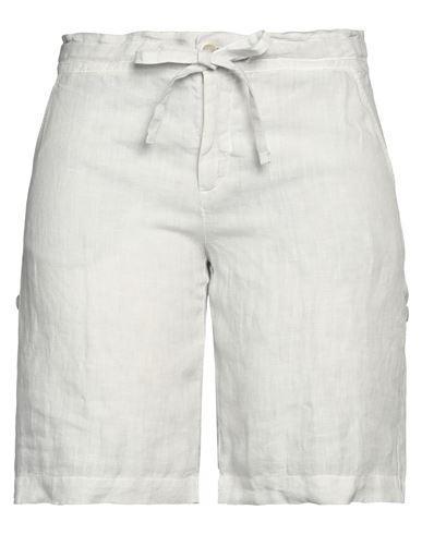 120% Lino Woman Shorts & Bermuda Shorts Light Grey Size 8 Linen