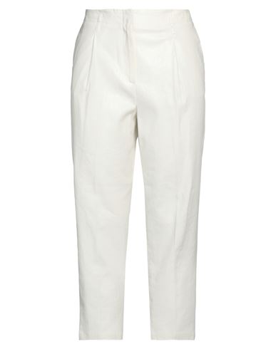 Peserico Woman Pants White Size 10 Cotton, Linen, Elastane