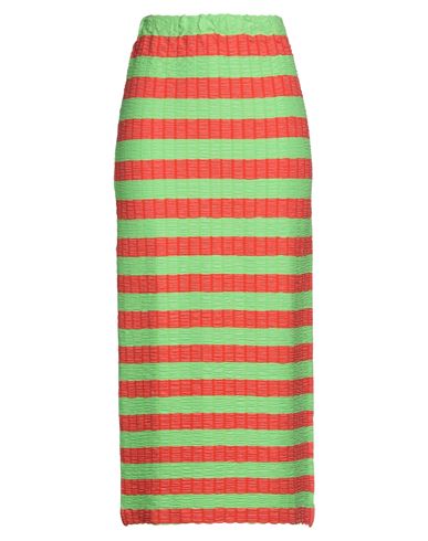 Sunnei Curled Striped Midi Skirt In Green