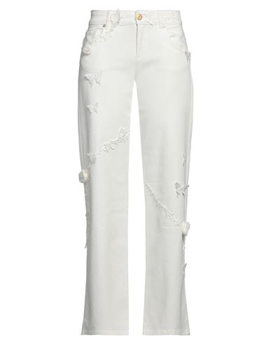 Blumarine Woman Jeans White Size 8 Cotton, Elastane