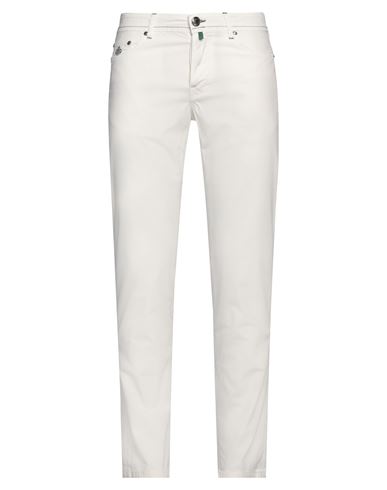 Shop Luigi Borrelli Napoli Man Pants White Size 33 Cotton, Elastane