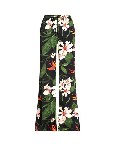 Lauren Ralph Lauren Floral Satin Charmeuse Wide-leg Pant Woman Pants Black Size L Recycled Polyester