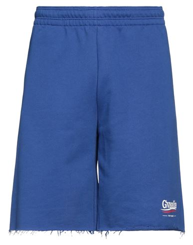 Vetements Man Shorts & Bermuda Shorts Blue Size M Cotton, Elastane