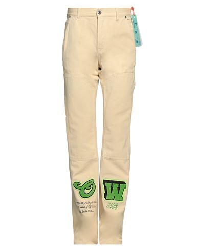 OFF-WHITE OFF-WHITE MAN PANTS SAND SIZE 31 COTTON, WOOL, ACRYLIC, RAYON, POLYESTER