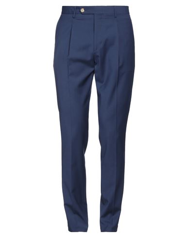 Manuel Ritz Man Pants Bright Blue Size 34 Wool, Elastane