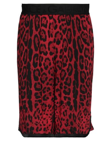 Dolce & Gabbana Red Leopard Print Viscose Bermuda Shorts In Red