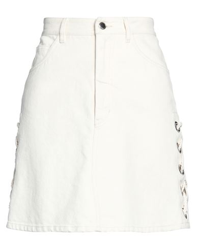 CHLOÉ CHLOÉ WOMAN DENIM SKIRT IVORY SIZE 6 COTTON, HEMP, BRASS 