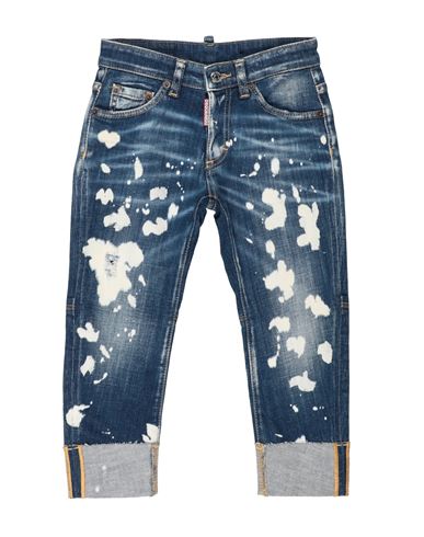 Dsquared2 Toddler Boy Jeans Blue Size 4 Cotton, Elastane, Cow Leather In Blue