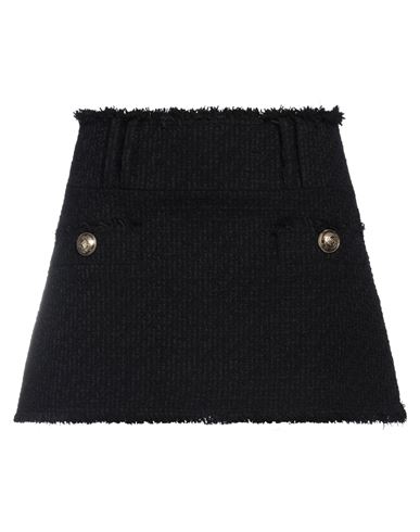 Balmain Woman Mini Skirt Black Size 8 Cotton, Polyamide, Virgin Wool