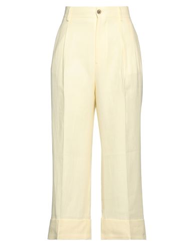 Berwich Woman Pants Light Yellow Size 8 Linen