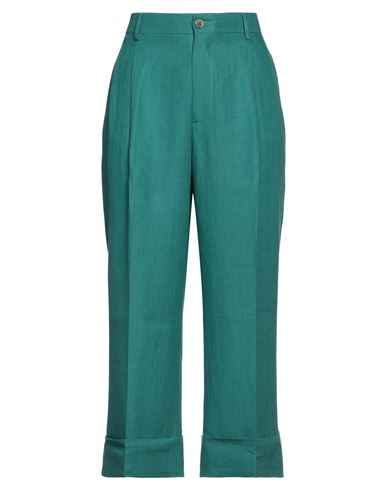 Berwich Woman Pants Deep Jade Size 8 Linen In Green